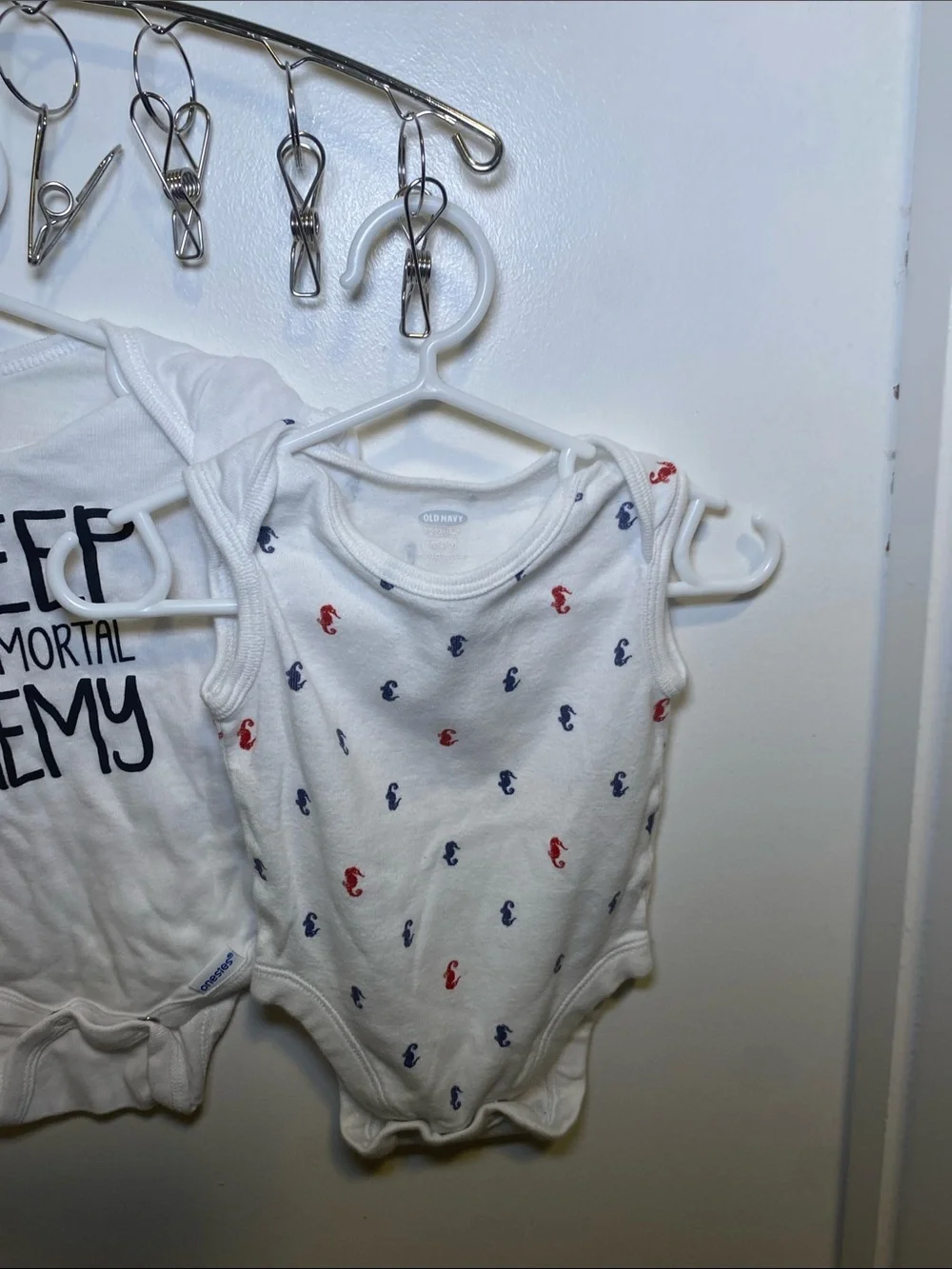 Moon and Back White Baby Long-Sleeve Bodysuit Set with Old Navy Onesies